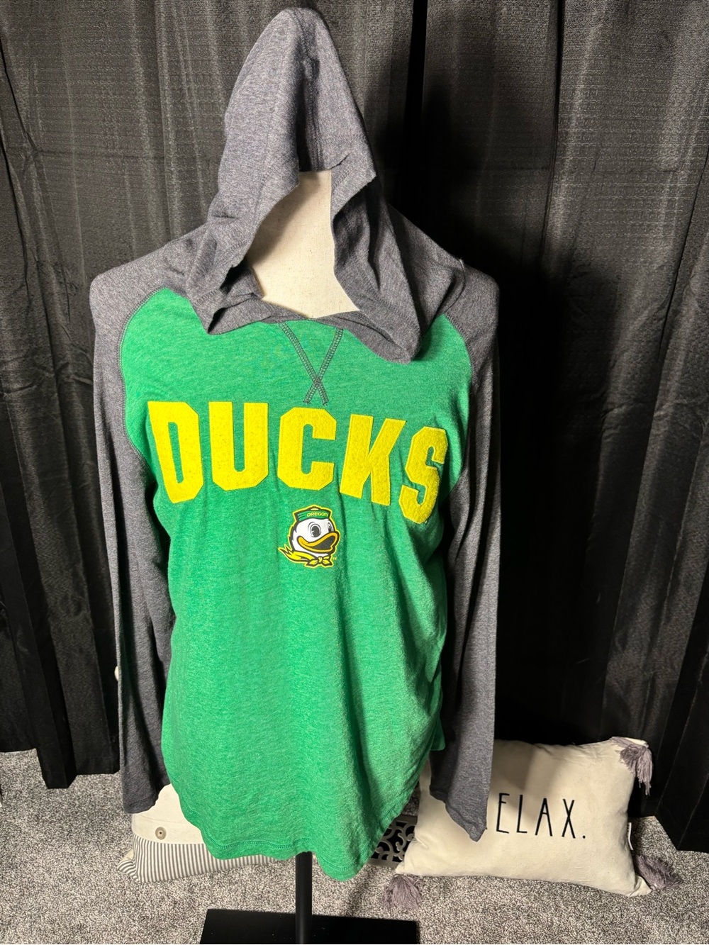 Ducks Green & Gray Long Sleeve Hooded Tee